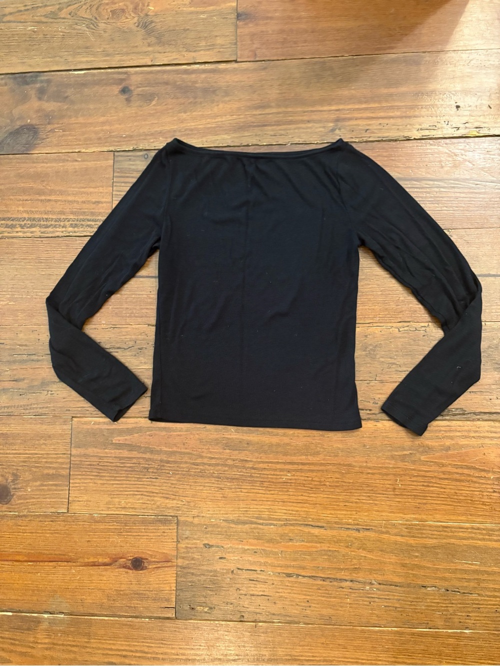wild fable Black Long Sleeve Boatneck Top - Slim Fit